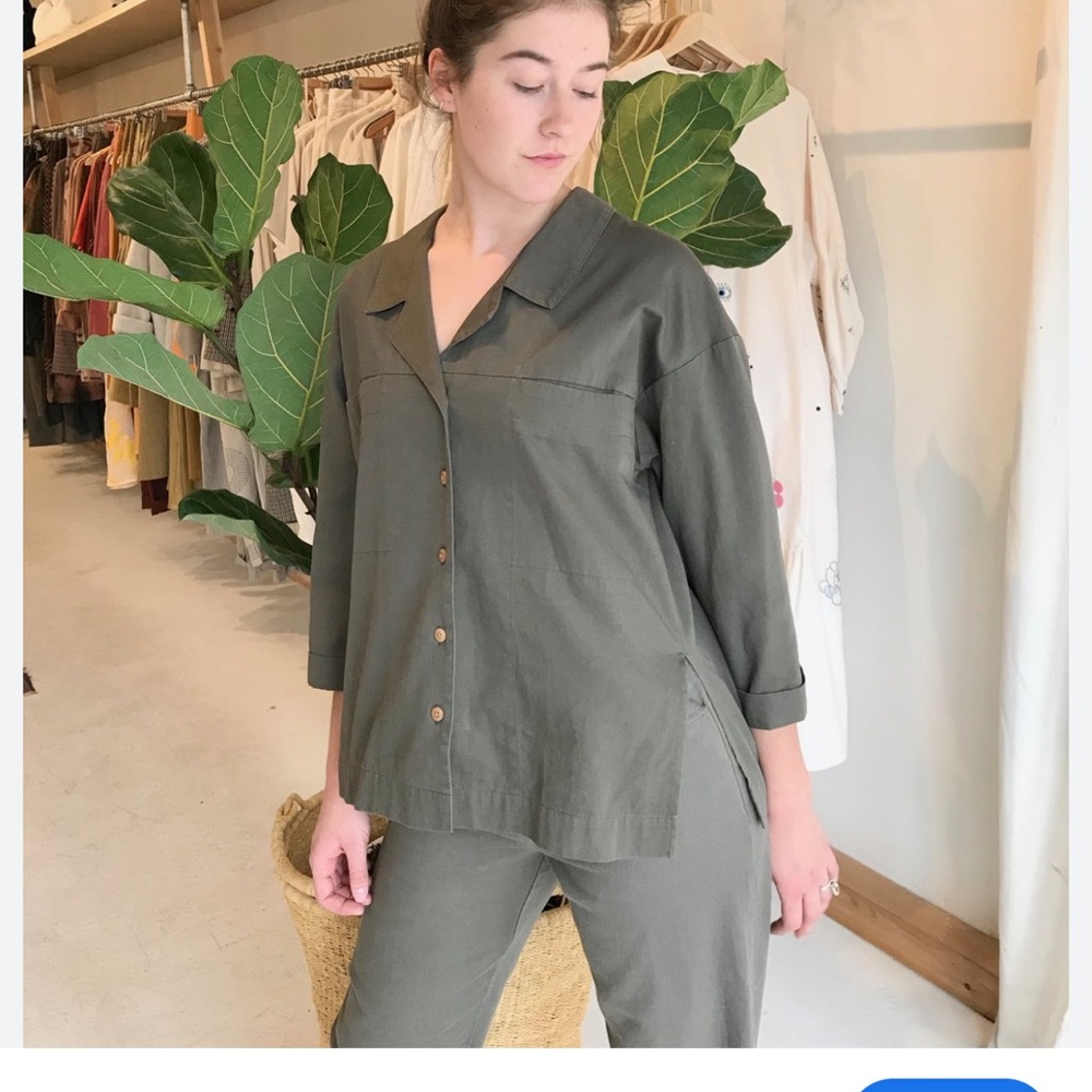 Ilana Kohn Mapes Shirt in Peat Olive Sz Small